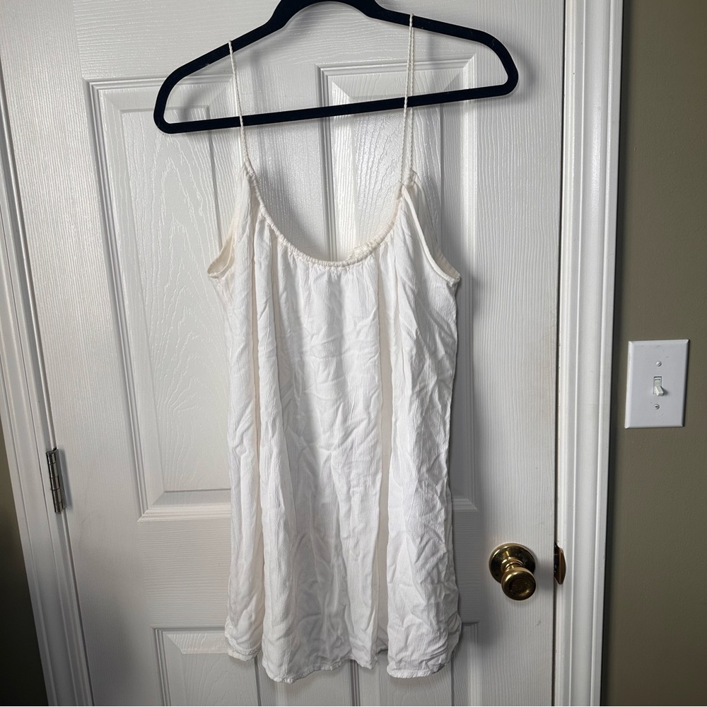 Abercrombie & Fitch White Linen Blend Mini Dress Tie Strap Sleeveless size XS